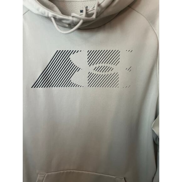 UNDER ARMOUR HOODIE SWEATSHIRT MENS BEIGE FRONT LOGO SIZE M - Picture 8 of 11